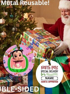 Santa Reusable Metal Christmas Tag Personalized